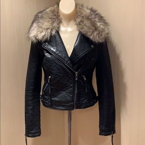 Topshop Faux Leather Moto Jacket